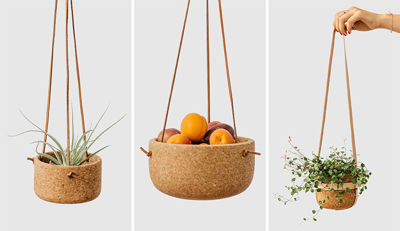 Melanie Abrantes Designs Hanging Cork & Leather Planters