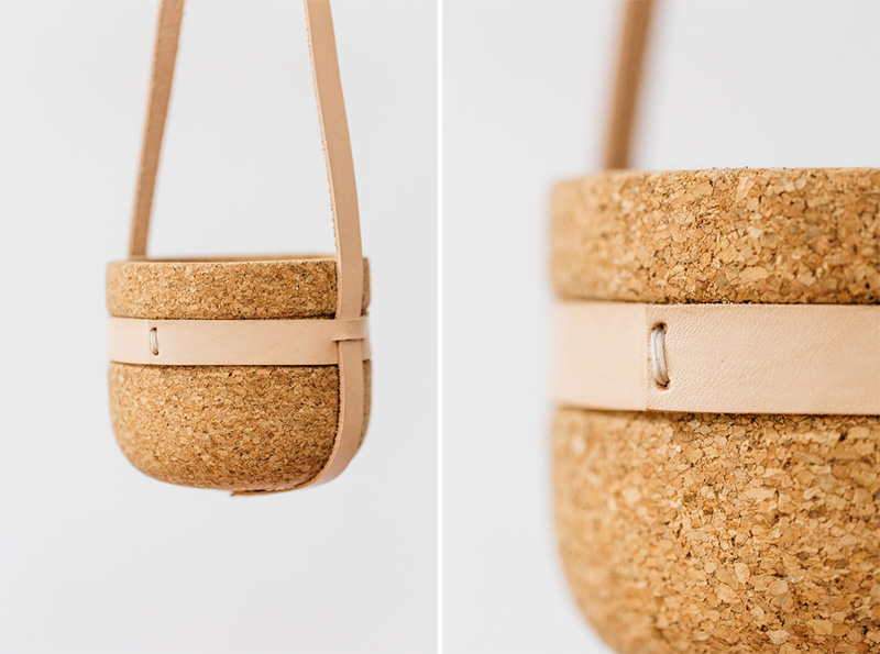 Melanie Abrantes Designs Hanging Cork & Leather Planters