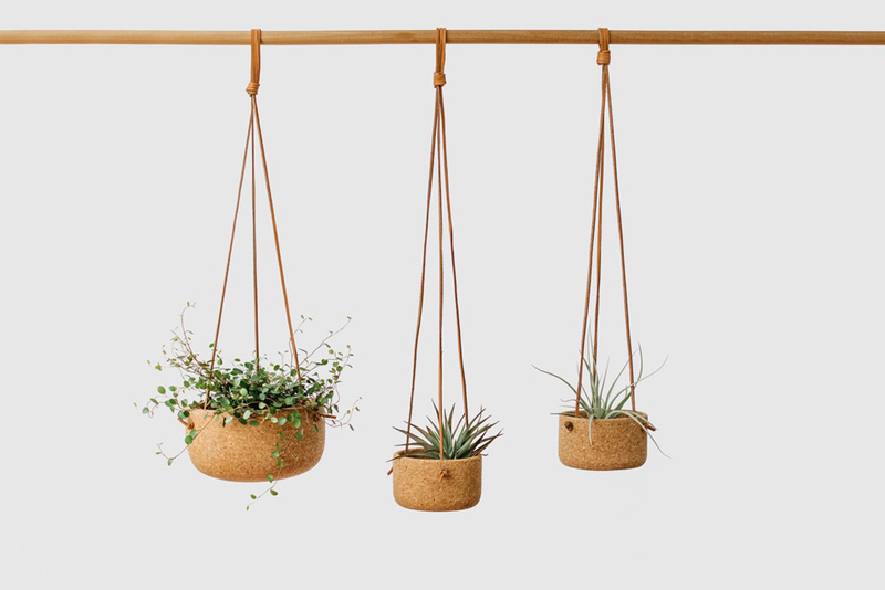 Melanie Abrantes Designs Hanging Cork & Leather Planters