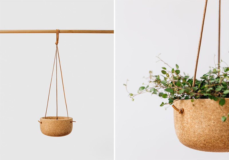 Melanie Abrantes Designs Hanging Cork & Leather Planters