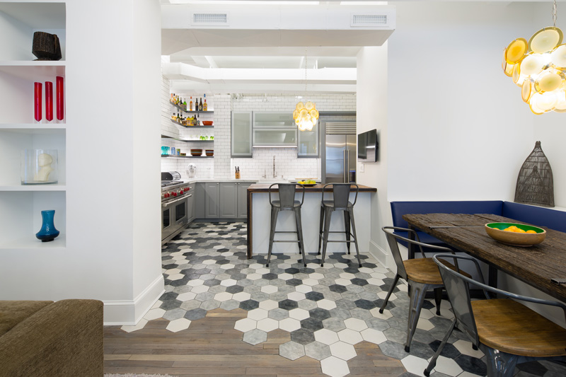 A Creative Way To Transition Between Hexagonal Tiles And Wood Flooring