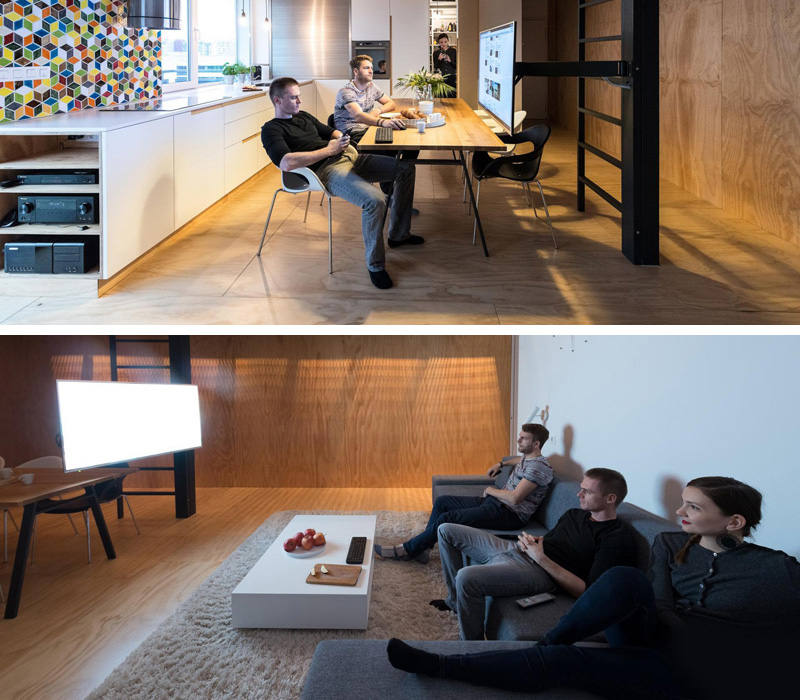 To Get Rid Of Clutter, This Apartment's TV Doubles As A Computer Screen