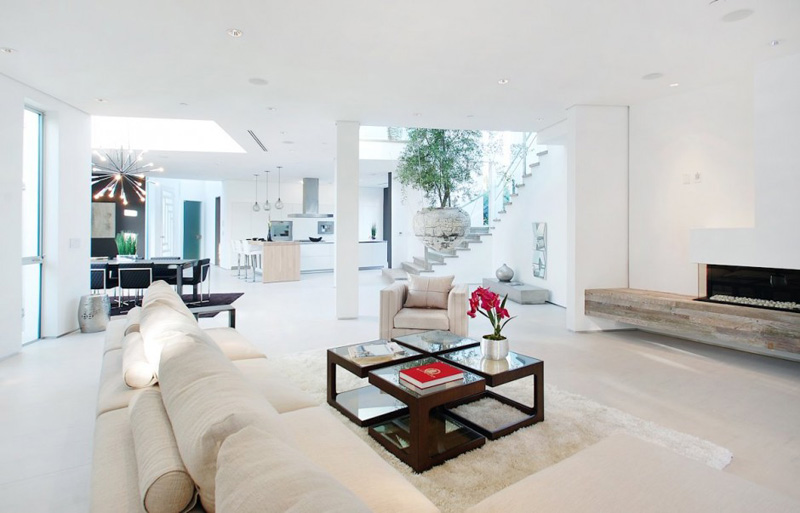 A large suspended planter catches your eye in this Los Angeles home