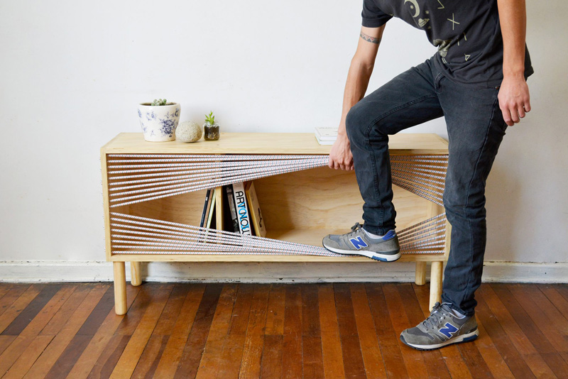 Chilean designer Emmanuel Gonzalez Guzman, has designed and made Cuerda (in English it translates to rope or string), a wooden sideboard that was inspired by the ropes of a boxing ring.