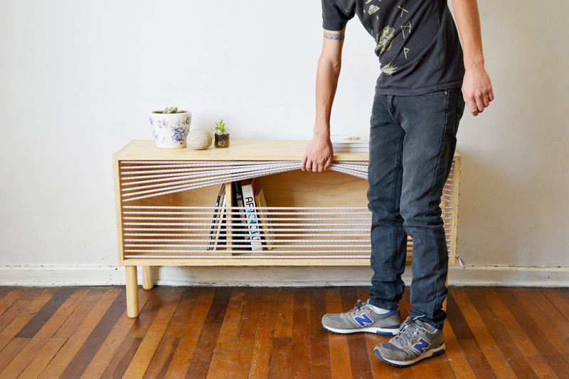 Chilean designer Emmanuel Gonzalez Guzman, has designed and made Cuerda (in English it translates to rope or string), a wooden sideboard that was inspired by the ropes of a boxing ring.