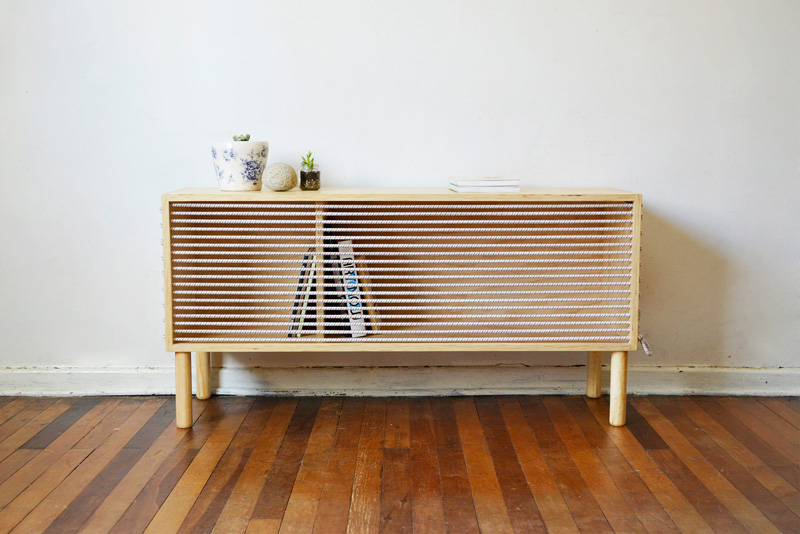 Chilean designer Emmanuel Gonzalez Guzman, has designed and made Cuerda (in English it translates to rope or string), a wooden sideboard that was inspired by the ropes of a boxing ring.