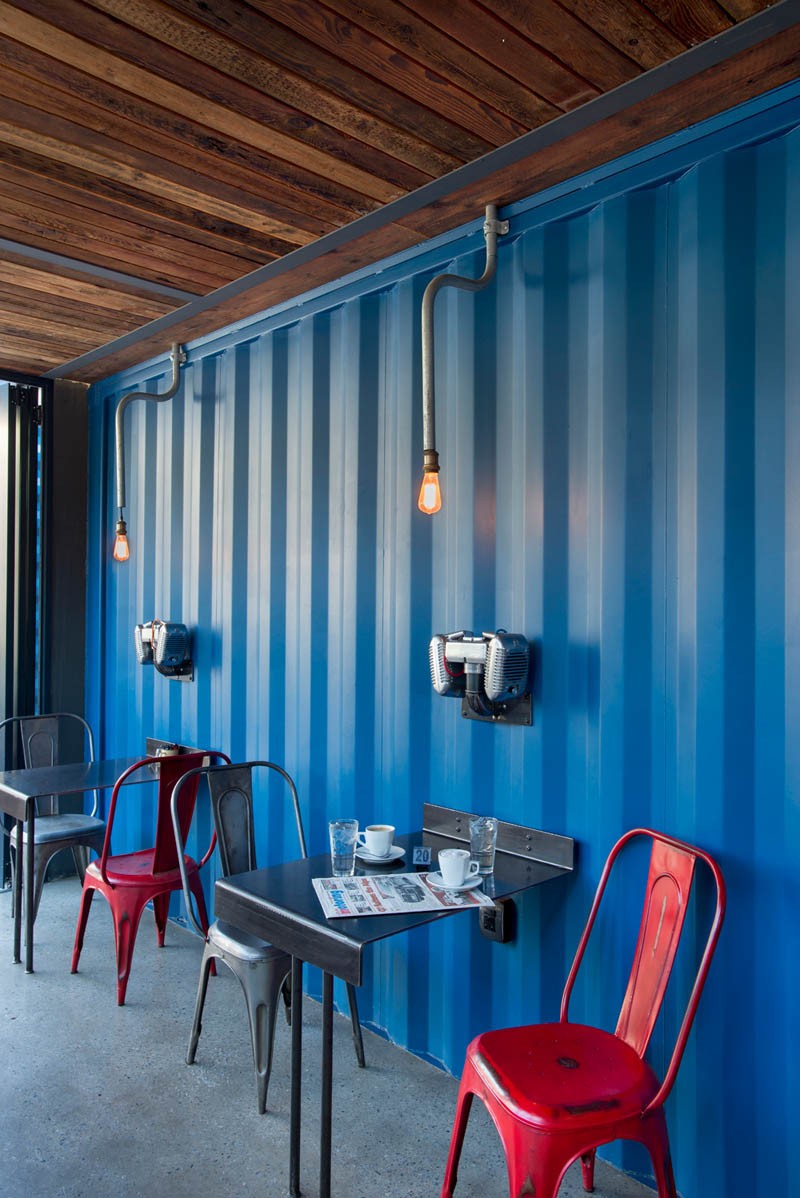 A coffee shop built with shipping containers