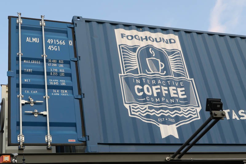 A coffee shop built with shipping containers