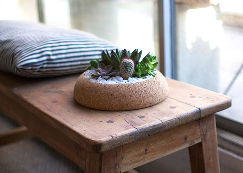 These round cork bowls are hand-turned in Oakland, California by Melanie Abrantes #Planters #SmallPlanters #Plants #Decor #HomeDecor #GiftIdea
