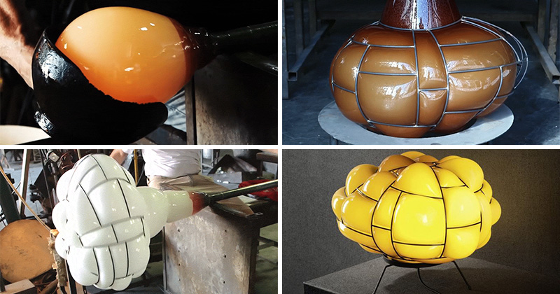 Watch how this bulging glass lamp is made