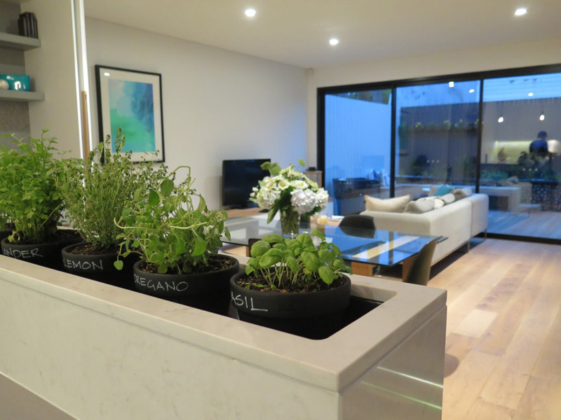 This kitchen has a built-in herb garden