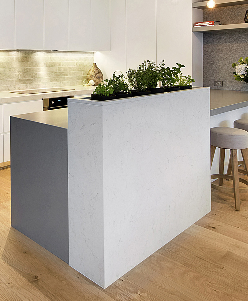 This kitchen has a built-in herb garden