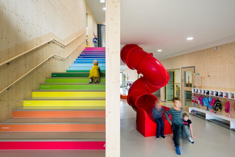 Numbers on stairs help kids learn to count