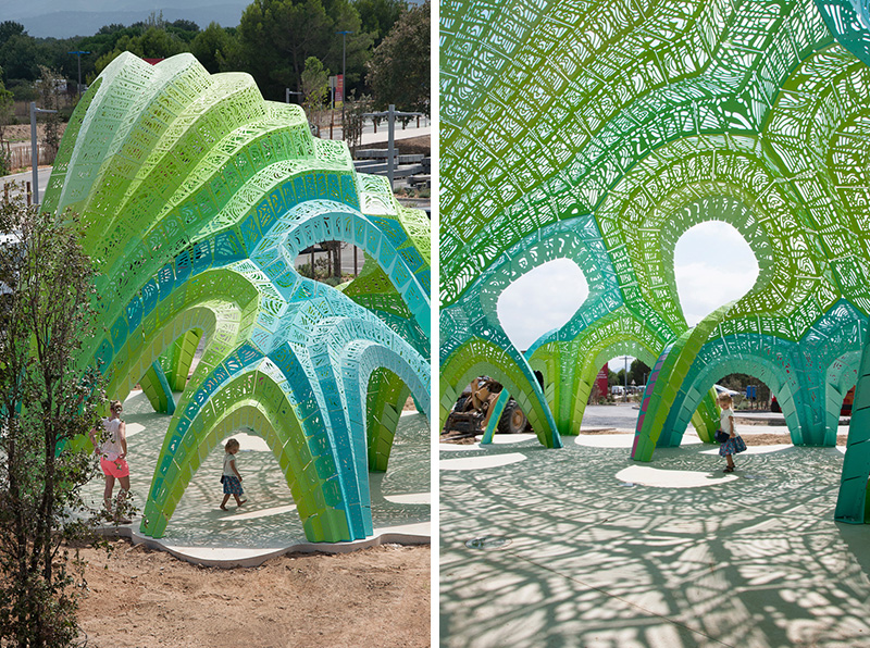 Pleated Inflation, a permanent informal amphitheater, designed by MARC FORNES / THEVERYMANY