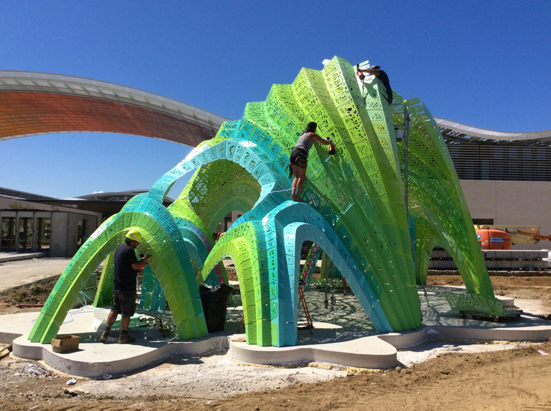 Pleated Inflation, a permanent informal amphitheater, designed by MARC FORNES / THEVERYMANY