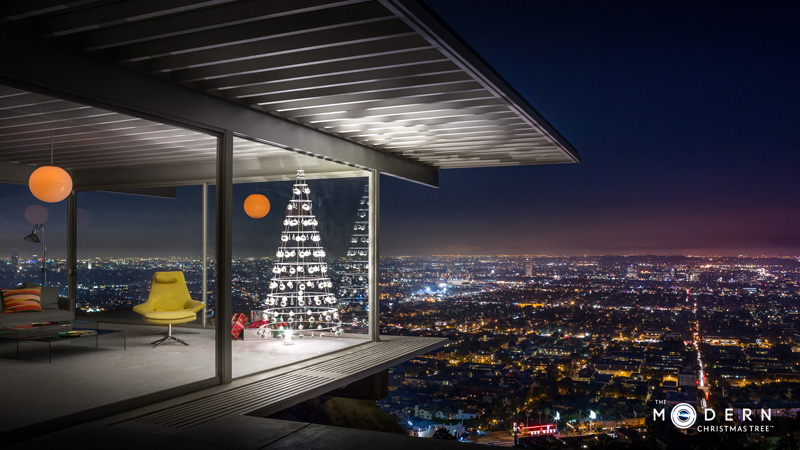 The Modern Christmas Tree Company just did a photo shoot in the iconic Stahl House In Los Angeles