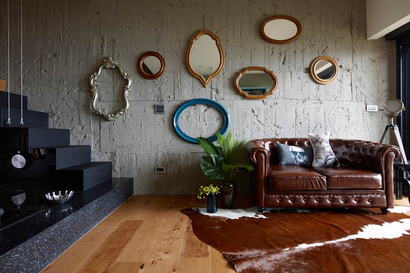 An apartment with an eclectic mix of decor