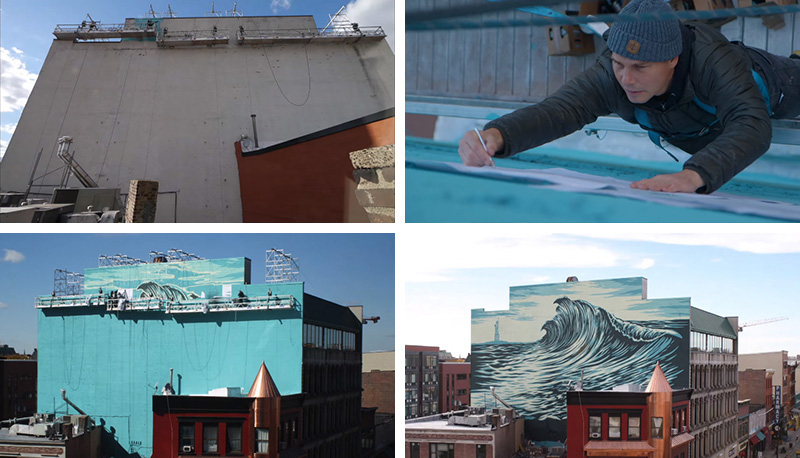 Watch How This Large Wave Mural In New Jersey Was Painted By Shepard Fairey