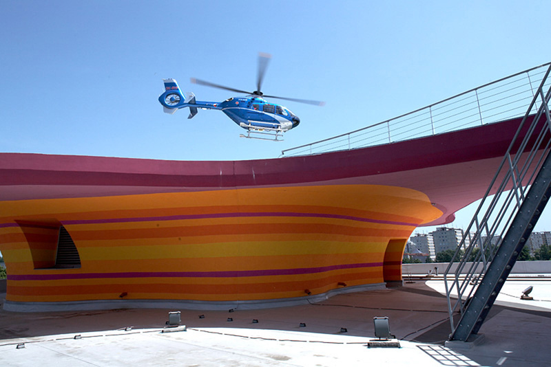 This is probably the most interesting helicopter landing pad you'll see today