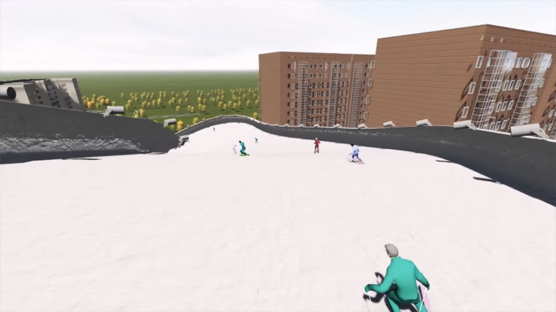 Ski slopes designed as part of building designs