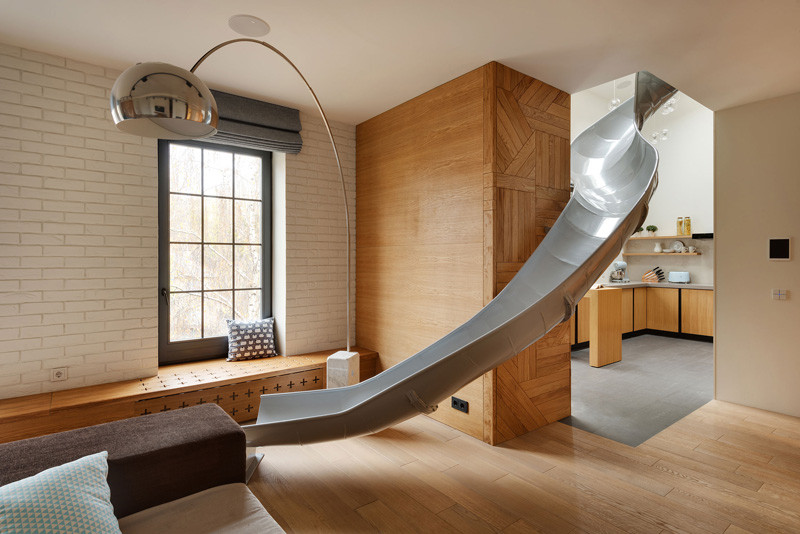 This Renovated Apartment In Ukraine Had A Slide Installed