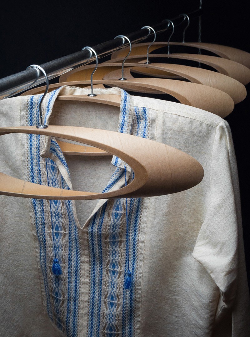 These clothes hangers are made from recycled cardboard tubes