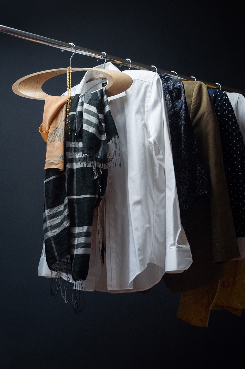 These coat hangers are made from cardboard tubes