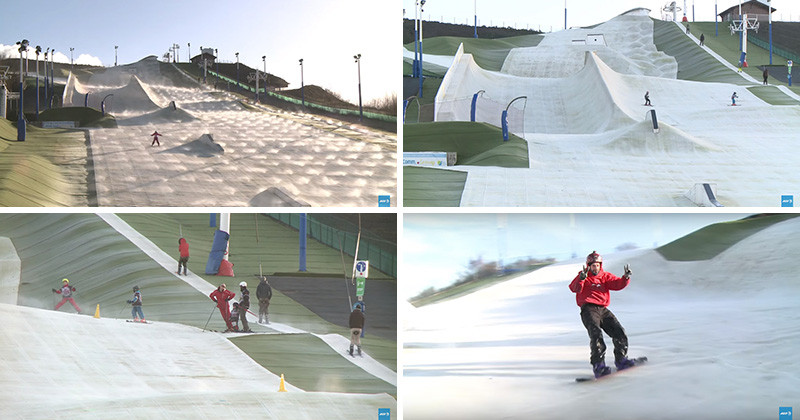 French People Ski On A Fake French Ski Slope