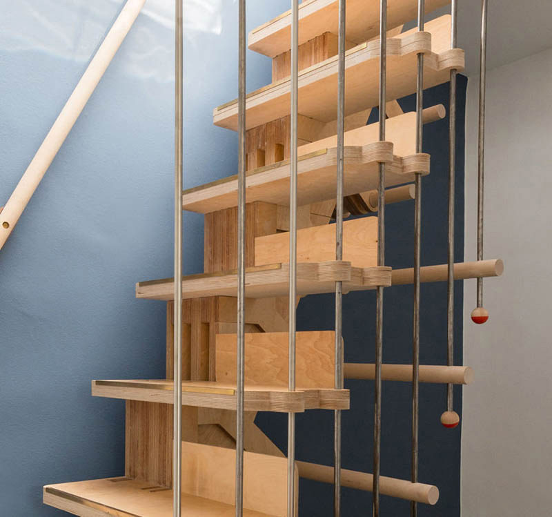 The stairs in this home were designed with over 100 interlocking parts
