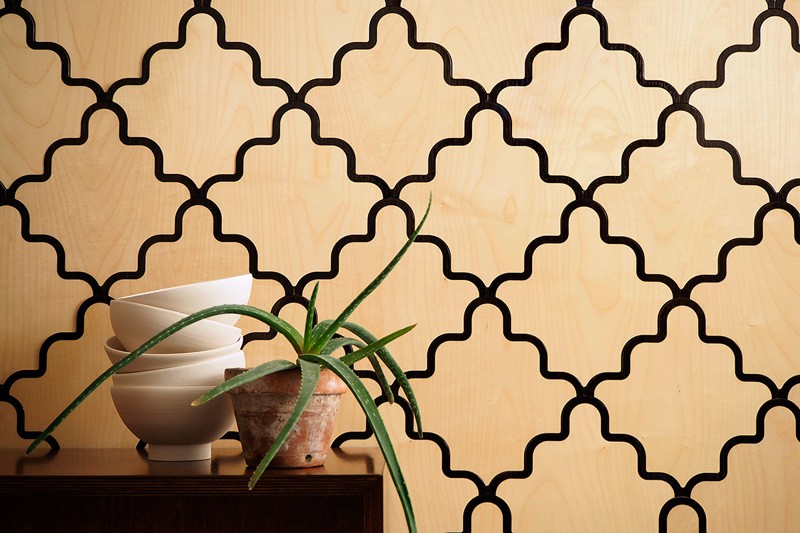 These wooden wall tiles have been inspired by Venetian inlay work