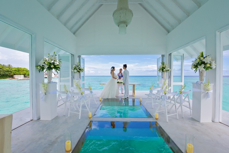 Afloat, an overwater wedding pavilion at the Four Seasons Resort Maldives