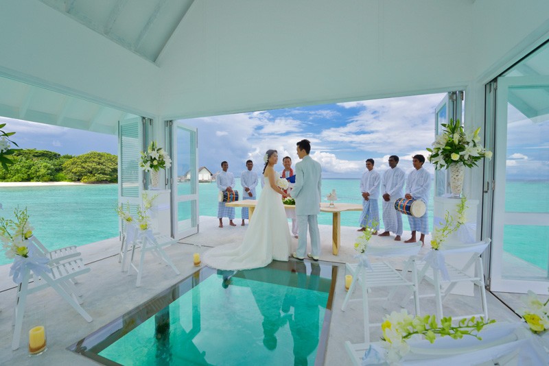 Afloat, an overwater wedding pavilion at the Four Seasons Resort Maldives