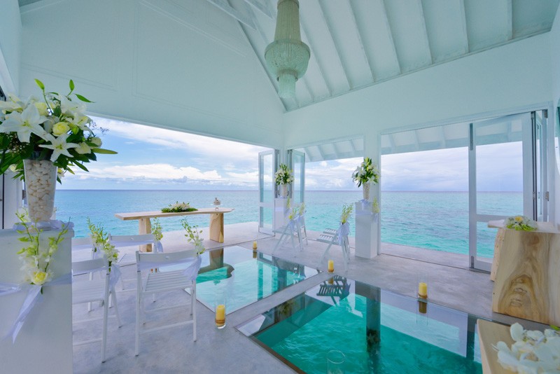 Afloat, an overwater wedding pavilion at the Four Seasons Resort Maldives