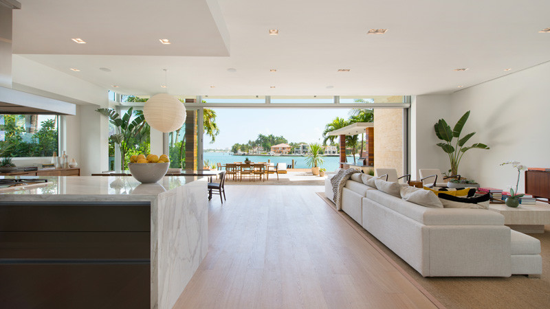 A contemporary home on DiLido Island in Miami Beach, designed by Max Strang and built by Luis Bosch