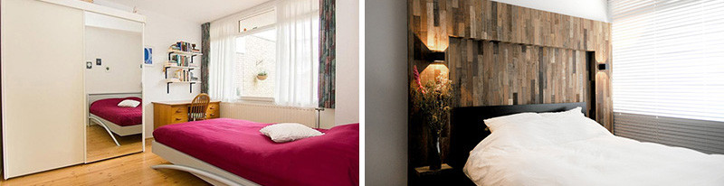 Before & After - An home gets updated with lots of wood and touches of black