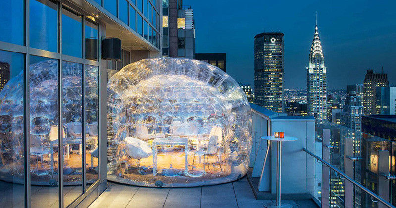 You can have a cocktail inside this bubble at the Bar 54, the highest rooftop hotel bar in New York City