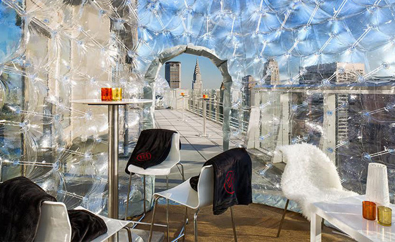 You can have a cocktail inside this bubble at the Bar 54, the highest rooftop hotel bar in New York City