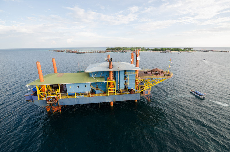 You can stay in a converted oil rig in Malaysia and go diving