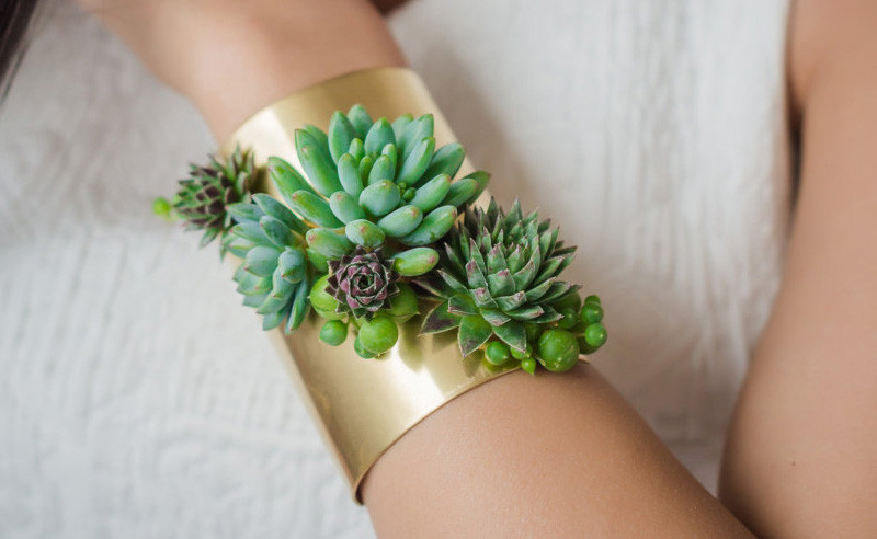 These jewelery pieces are made with real living succulents