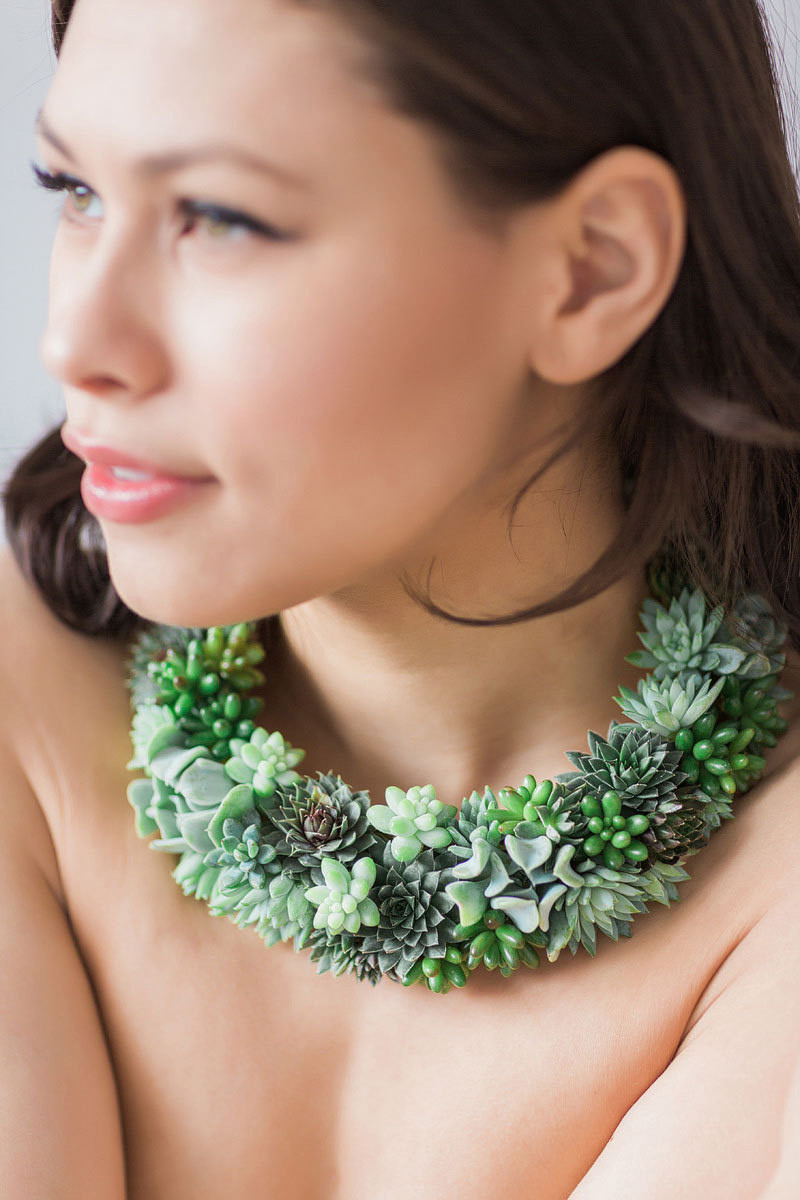 These jewelery pieces are made with real living succulents