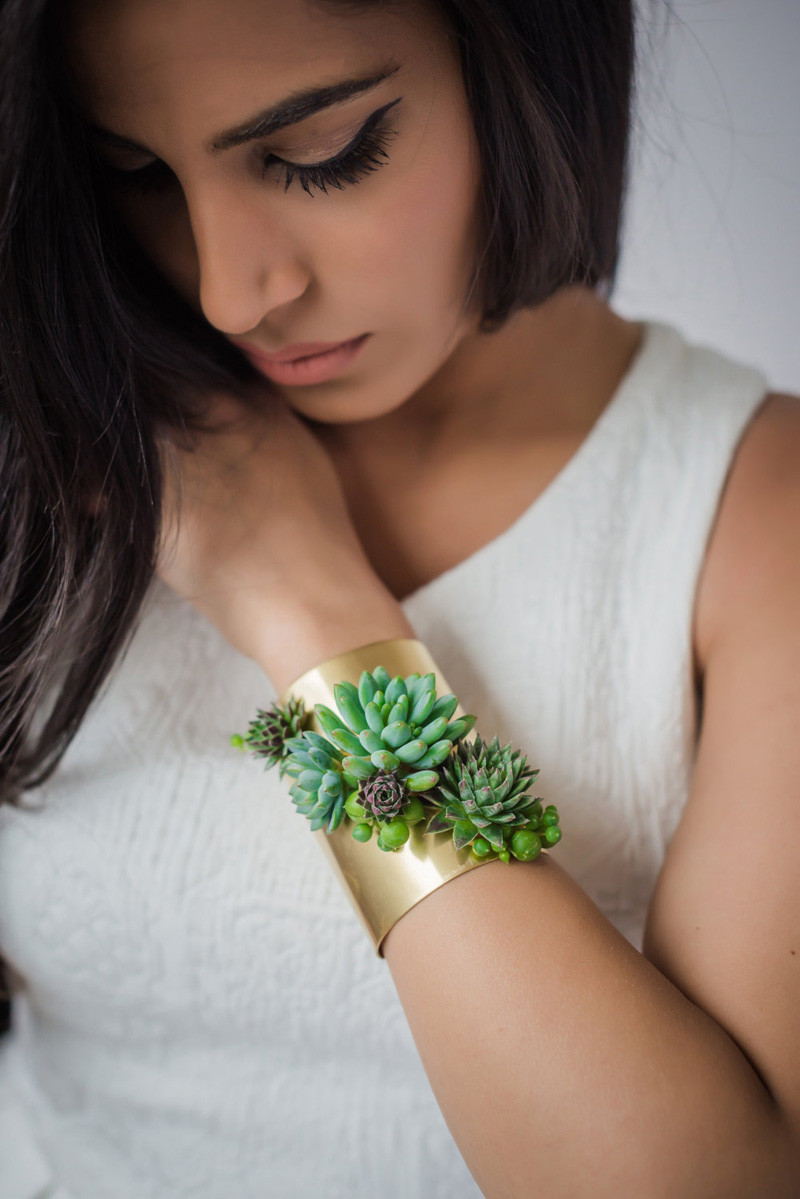 These jewelery pieces are made with real living succulents