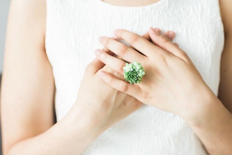 These jewelery pieces are made with real living succulents