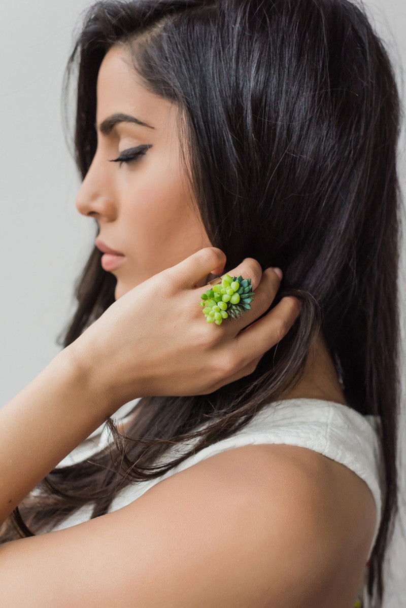 These jewelery pieces are made with real living succulents