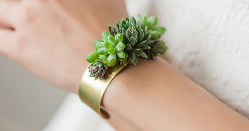 These jewelery pieces are made with real living succulents