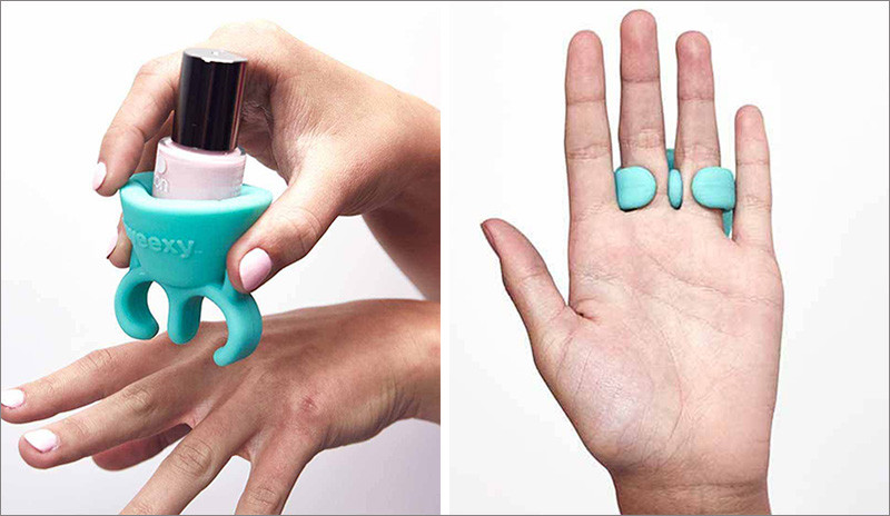 The design of this wearable nail polish holder makes painting your nails easier