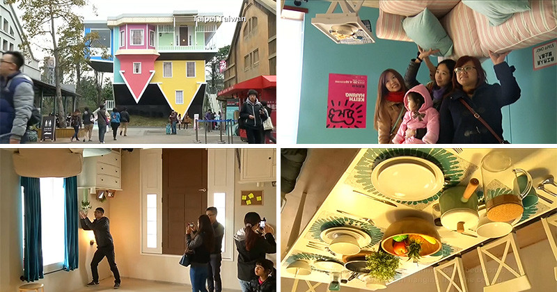 You can wander through this upside-down house in Taipei