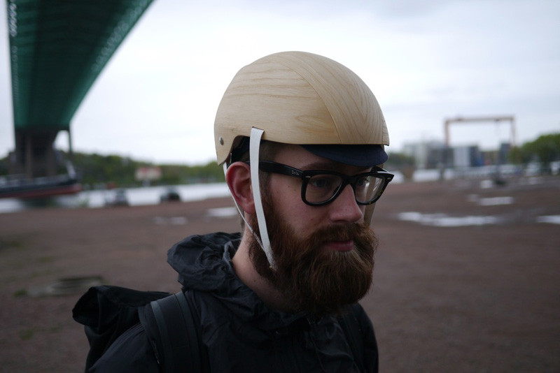 Jesper Jonsson and Rasmus Malbert have designed a bike helmet made with wood