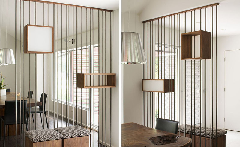 Design Detail - Metal Rods & Wooden Boxes Have Been Used To Create A Partition Wall