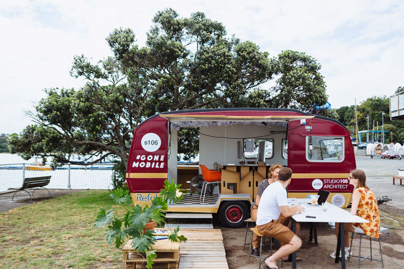 These architects wanted to work outside so they made a mobile office in a caravan