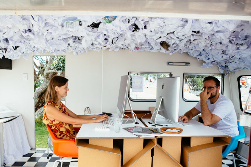 These architects wanted to work outside so they made a mobile office in a caravan